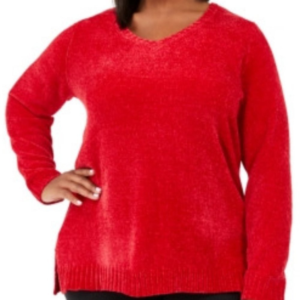 KAREN Scott Plus Size V-Neck Chenille Sweater